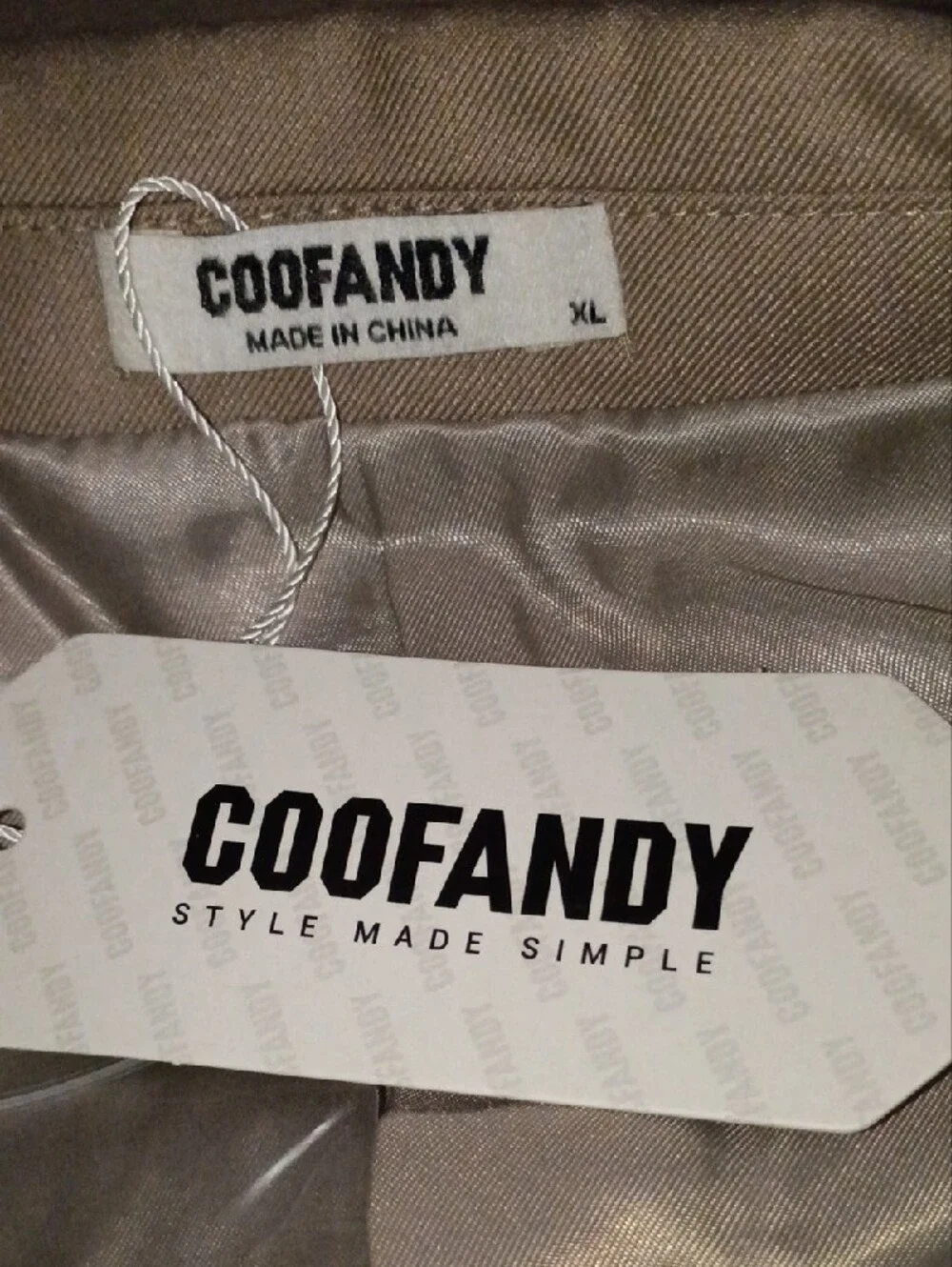 Coofandy Tan & Black 2 Piece Tuxedo Suit Size XL NWT